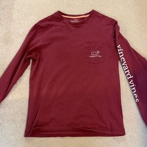Vineyard Vines Men's Burgundy Long Sleeve Tee